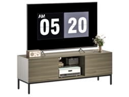 Suporte de TV para até 60 polegadas, com 2 portas e prateleira de vidro ajustável, 140x40x49,5cm, Cinza | S/MARCA