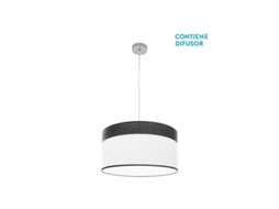 Cloe Pingente 2xe27 Cromo/madeira Branco Preto Regx50x50 Cm Fabrilamp