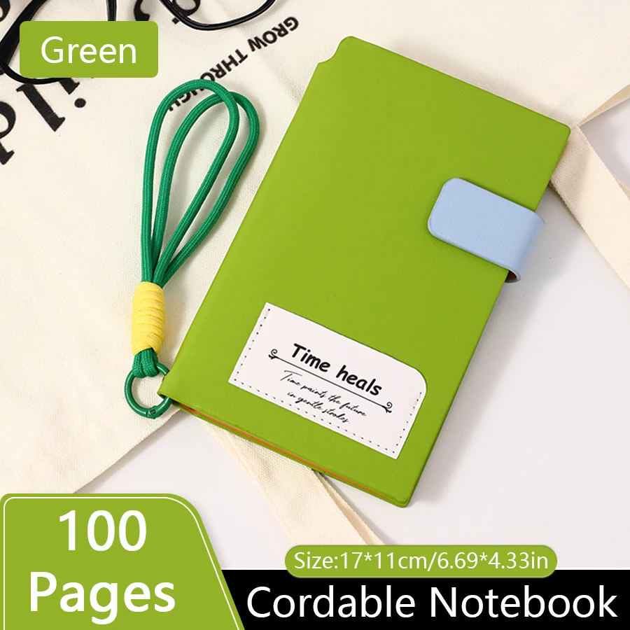 (verde, A6) Conjunto De 5 Cadernos De Couro Pu Tamanho A6 Com Cordão, Fecho De Pressão, Mini Agendas Portáteis.