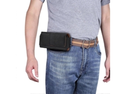 Bolsa De Cintura Horizontal Com Textura De Couro De Vaca Para Celular Oxford Com Costura