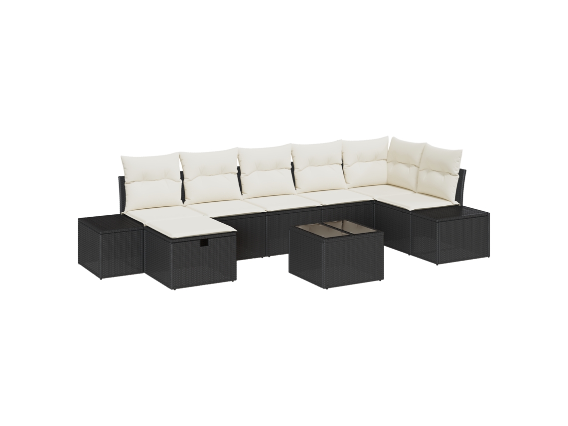 Conjunto 8 Conjunto De Sofá De Jardim Vidaxl Preto Vime Pe (55 X 55 X 37 Cm)