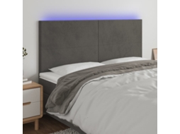 Cabecero de terciopelo con LED 200x5x118/128 cm Gris Oscuro
