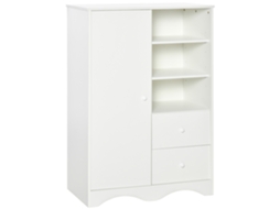 Guarda-roupa Compacto Com Porta, 5 Prateleiras, 3 Nichos E 2 Gavetas, Ideal Para Quarto, Sala E Escritório, Branco