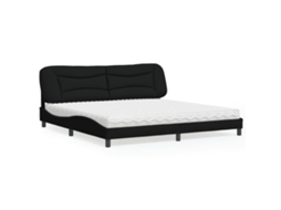 Vidaxl Cama com Colchão Hvar 200x200 Cm Tecido Preto
