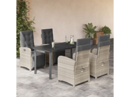 Vidaxl 5 Pcs Conjunto De Jantar P/ Jardim C/ Almofadões Cinzento Claro