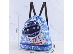 Mochila com Cordão Bolsa de Praia À Prova D'Água com Compartimento para Sapatos Bolsa de Natação Infantil Azul Marinho