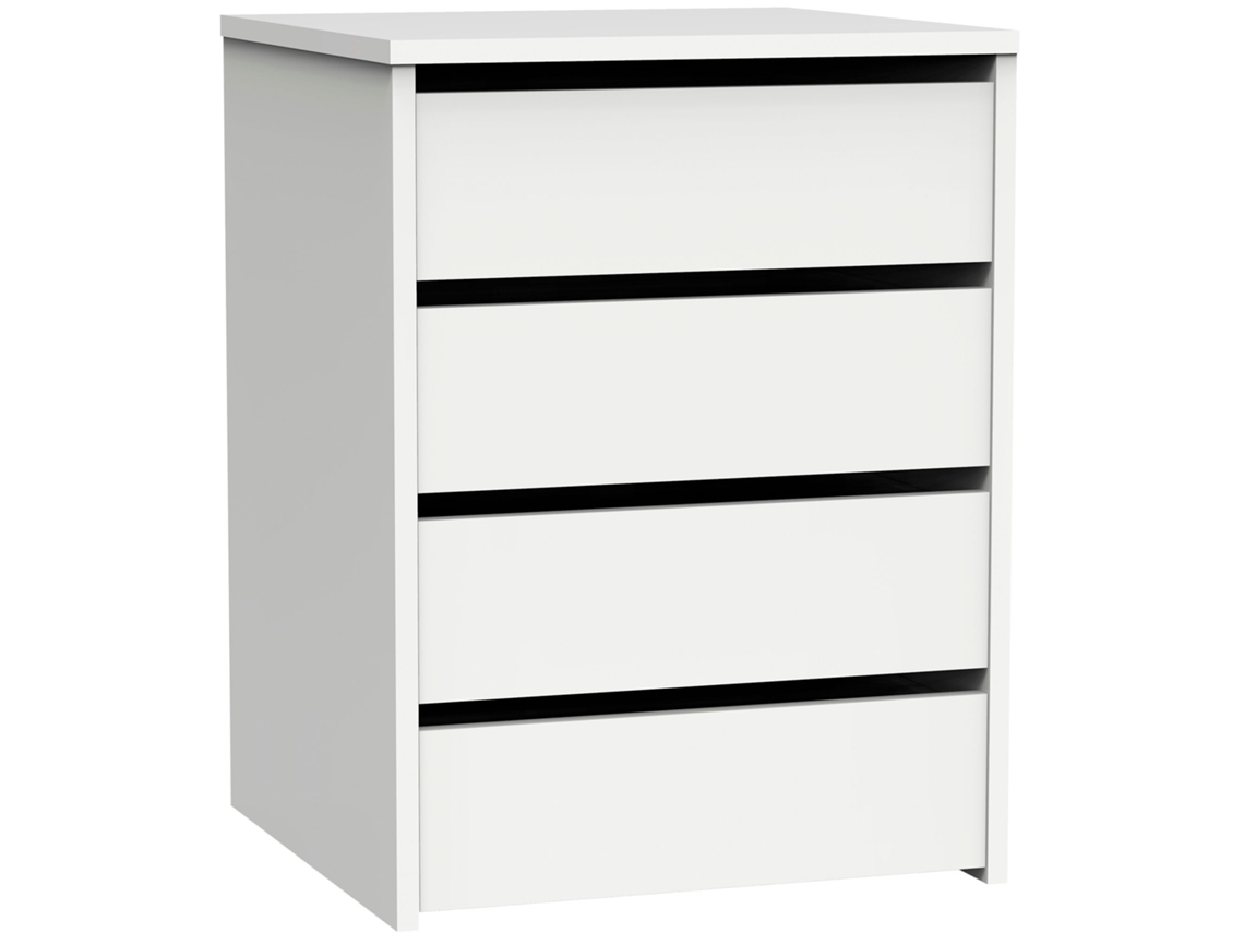 Cômoda Armário Interior, Mesa De Cabeceira, Cômoda De Quarto, Sinfonier 4 Gavetas 63,5x46x45 Cm Briebe Clarity Branco