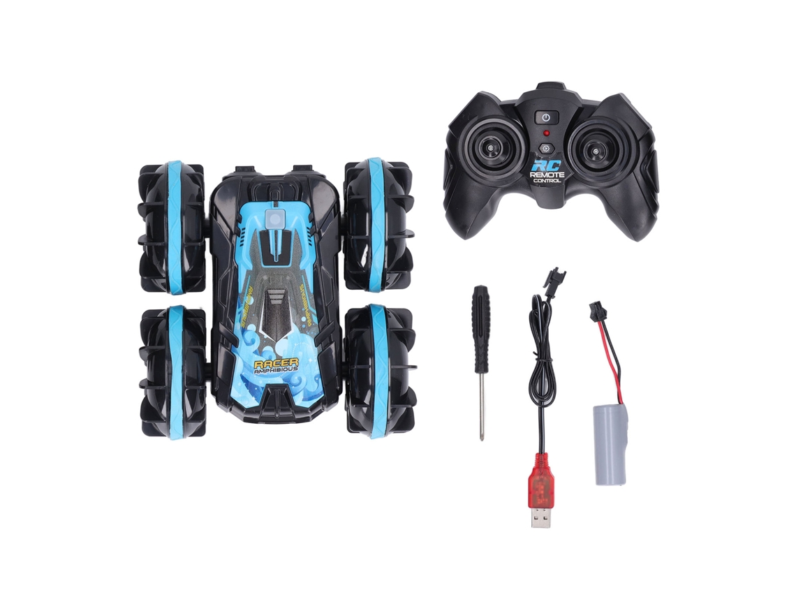 Coche De Controle Remoto Anfíbio 2.4g Com Rotação De 360 Graus Veículo Aquático E Terrestre Azul