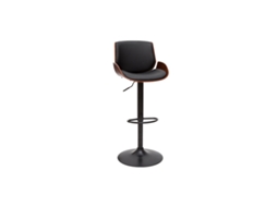 Banqueta de cozinha ajustável preta com madeira escura Vesper MILIBOO