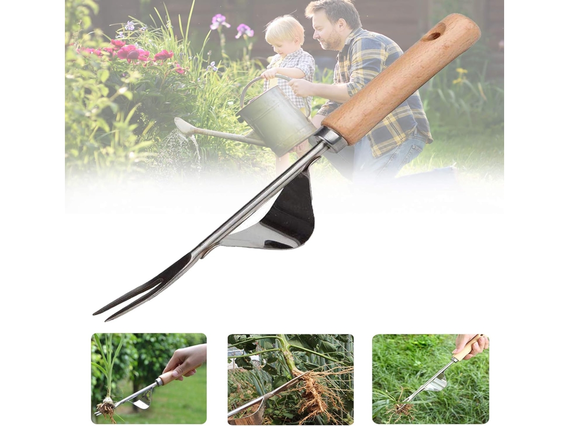 Novo Plantador Manual,saca Ervas De Aço Inoxidável Com Cabo De Madeira Para Jardinagem E Remoção De Dandelions Btforus (1 Unidade)