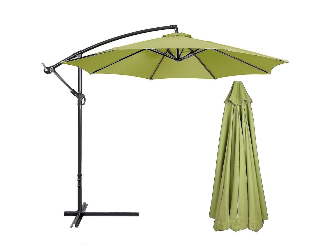 Toldo de Parasol Jardín Redondo 3m Exterior Tejido Poliéster Impermeable Uv Solo Canopy Verde Ágata 300 Cm X 6k