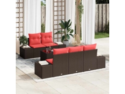 Vidaxl Conjunto De Sofá De Jardim 6 Unid. Castanho Vime Pe