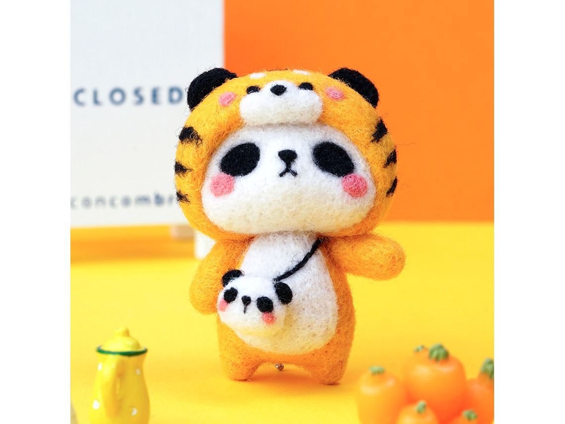 2026 Store kit de Fieltro com Agulha para Iniciantes Diy Materiais para Pingente de Lã Forma de Panda e Tigre Estilo Básico