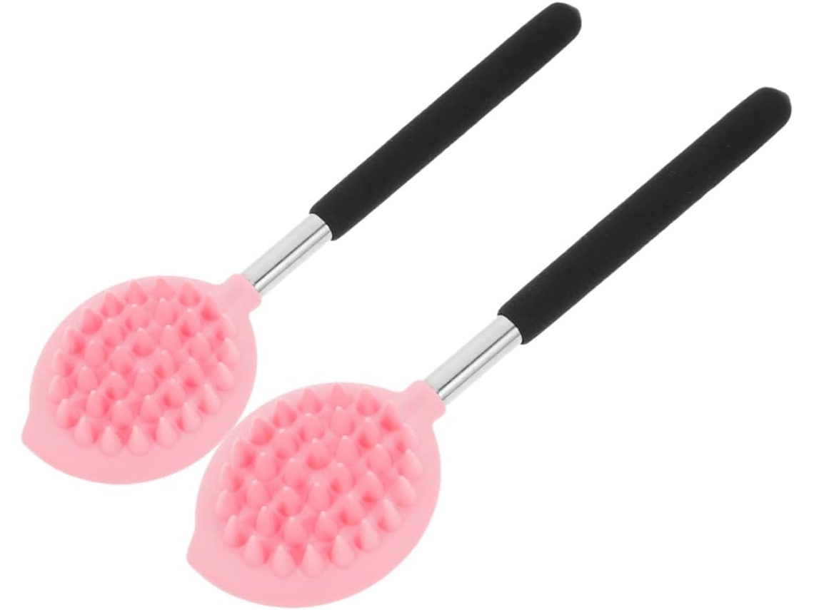 Conjunto De 2 Escovas Banho Silicone Com Cabo Longo, Escova Esfoliante Corporal Para Homens E Mulheres