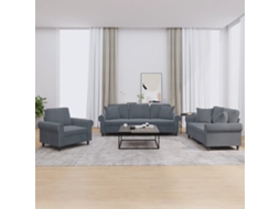 Vidaxl 3 Pcs Conjunto De Sofás Com Almofadas Veludo Cinzento-escuro