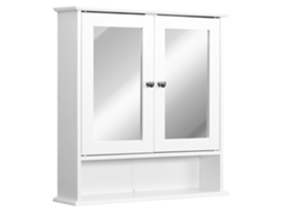 Espelho de Banheiro com Portas e Prateleiras Ajustáveis.armário de Parede com Espelho de Vidro.56x13x58cm.branco BTFORUS