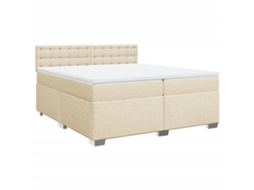 Cama box spring VIDAXL Creme Tecido (200x200 cm)