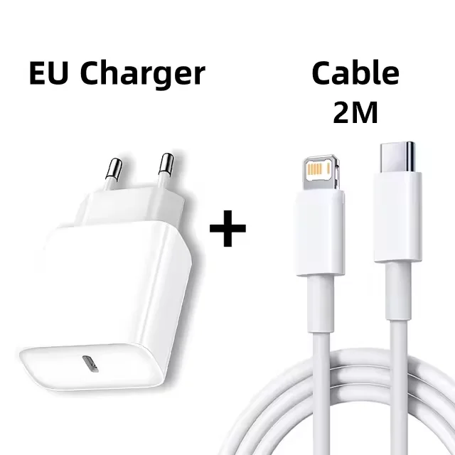 Carregador Rápido De 20 W Para Iphone (cabo De 2 Metros Padrão Europeu), Com Carregamento Rápido Usb Tipo-c.