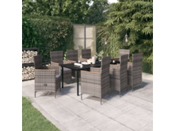 Vidaxl 9 Pcs Conjunto De Jantar Para Jardim Com Almofadões Cinza