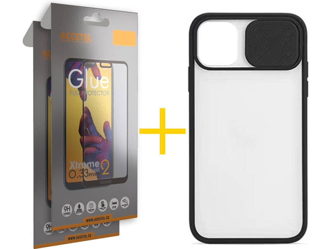 Kit Capa + Película 2 X Vidro Full iPhone 12 Pro Max Skyhe Gel Protection Preto