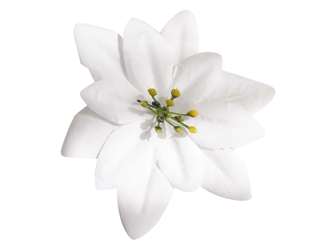 Bola de natal artificial de tecido branco com flor e pó de pintura para decoração festiva LAXISCREED