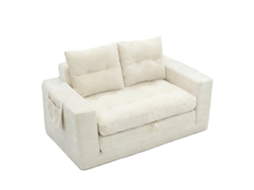 Sofá De Dois Lugares Perfeito Para Deitar E Sentar, Com Braços Largos E Bolsos Laterais, Ideal Para Sala, Quarto E Escritório, Bege.