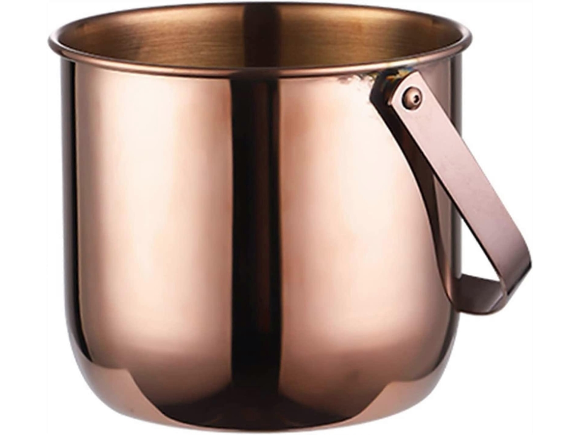 Balde De Gelo Em Aço Inoxidável Com Parede Dupla Na Cor Ouro Rosa, Com Tampa E Pinça, Ideal Para Refrescar Vinhos Em Festas.