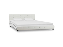 Estrutura De Cama 160x200 Cm Couro Artificial Branco
