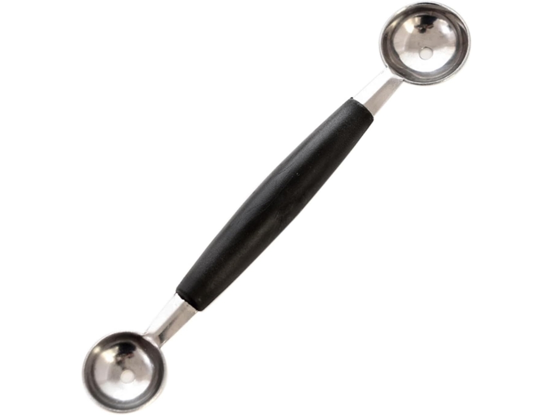 Colher de sorvete de duas pontas, multifuncional, em aço inoxidável, utensílio para esculpir melancia.