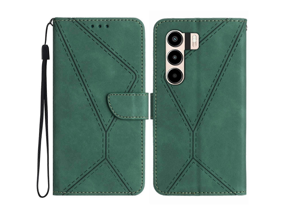Capa De Couro Com Relevo E Costura Para Itel Power 70