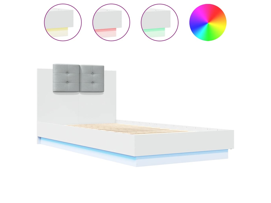 Bed Frame, Bed Frames Vidaxl Branco Madeira Processada (75 X 190 Cm)