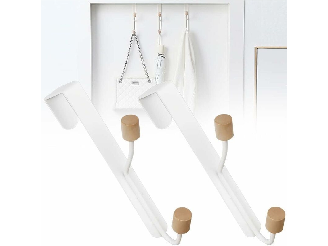 (branco) 2 Peças De Ganchos Duplos De Aço Carbono Para Roupas E Toalhas