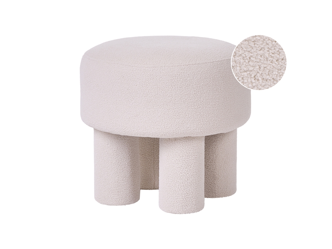 Taburete Beliani Canby De Bouclé Blanco 43x43x38