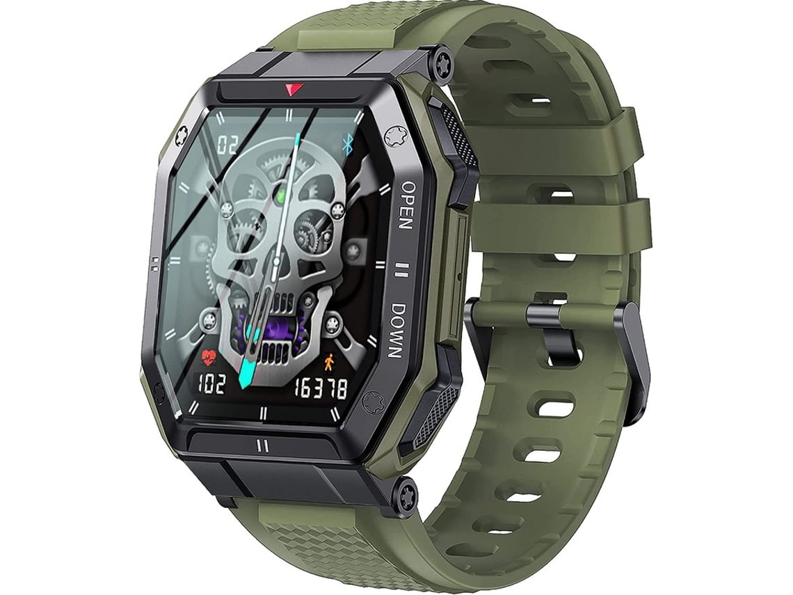 Smartwatch NISSGU Militar Desportivo de 185'' com Frequência Cardíaca Verde Militar