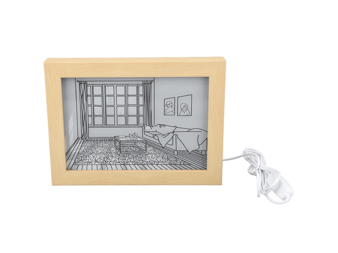 Pintura iluminada LED com 3 modos de luz e brilho ajustável, plugue USB, decorativa de cabeceira | S/MARCA