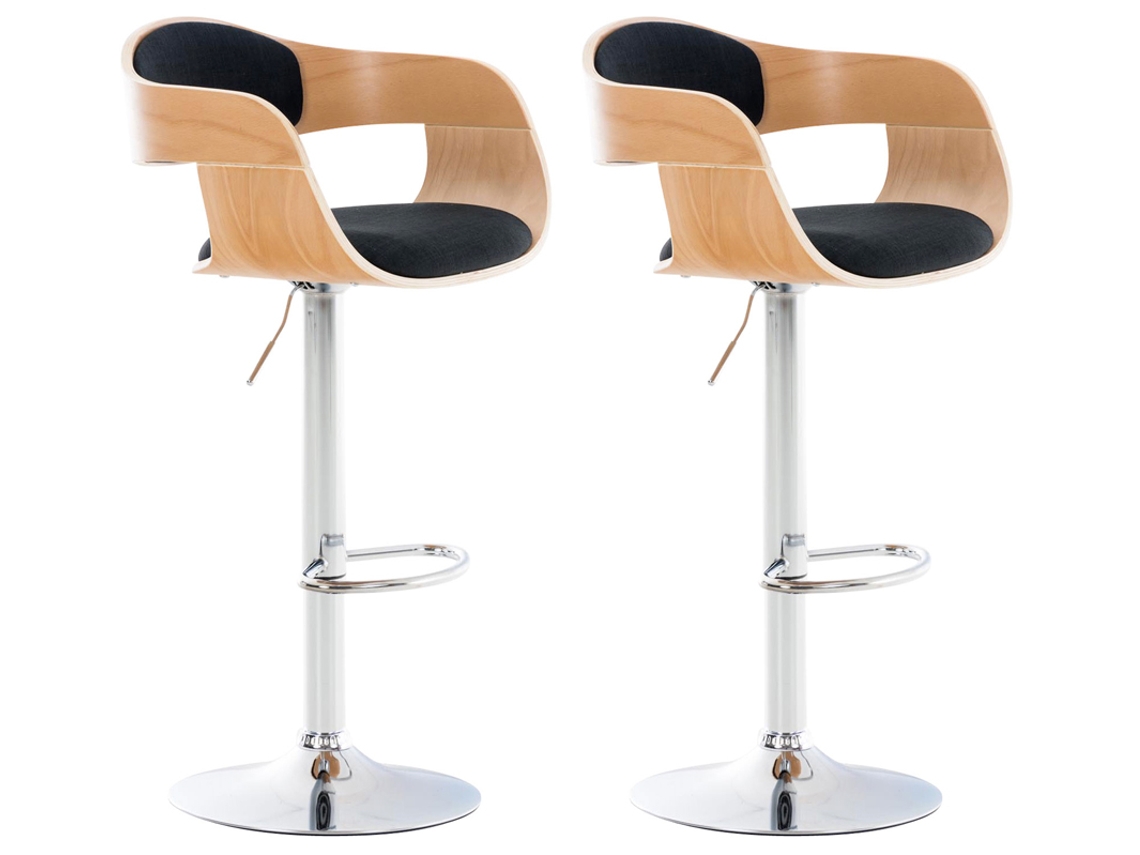 Conjunto de 2 bancos de bar Kingston em tecido natural/preto CLP