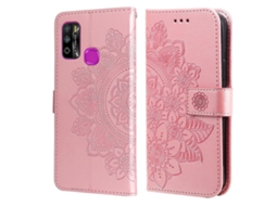 Capa De Couro Pu Com Estampa De Flores Em Relevo De 7 Pétalas Para Infinix Hot 9 Play, Com Suporte, Compartimentos Para Cartões, Carteira E Porta-retr