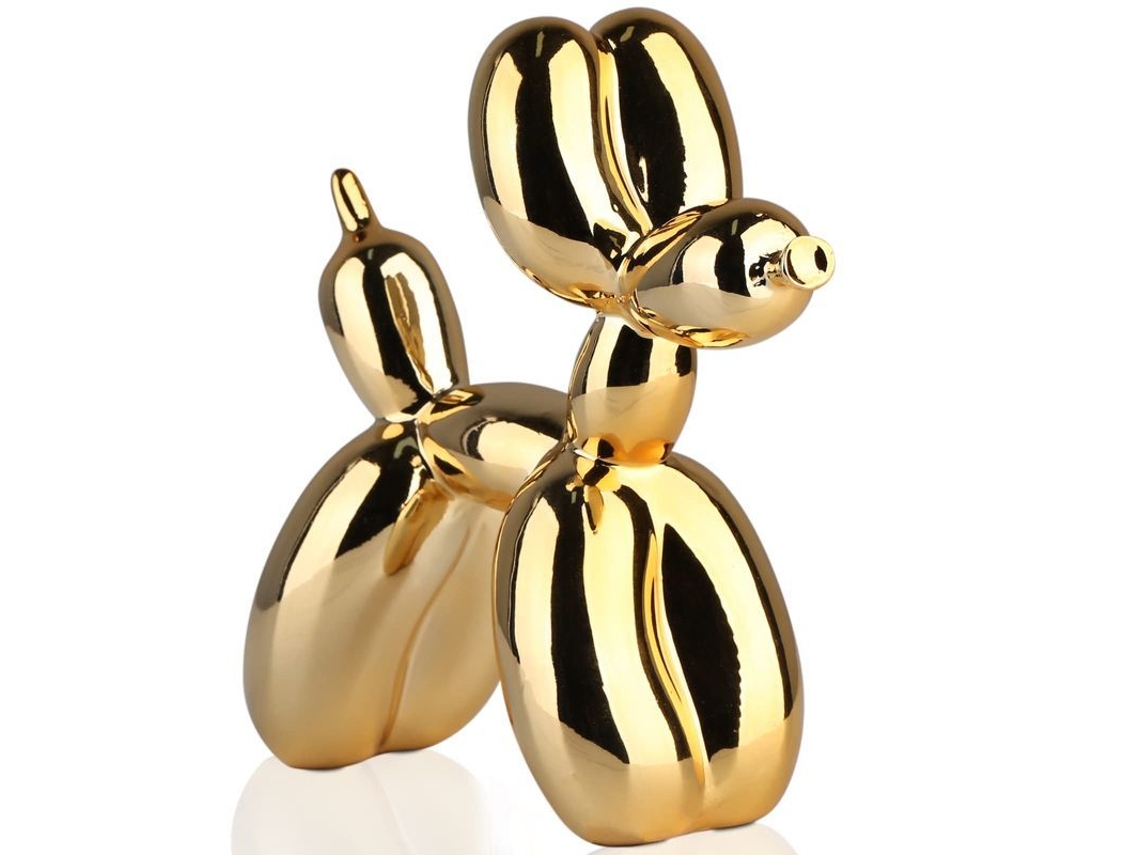 Estátua de cachorro de balão LINJOU com efeito espelho, decoração moderna (ouro, 10x10x4cm)