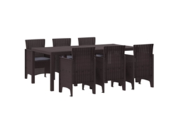 Vidaxl Conjunto De Jantar Para Jardim 7 Unid. Castanho Polipropileno