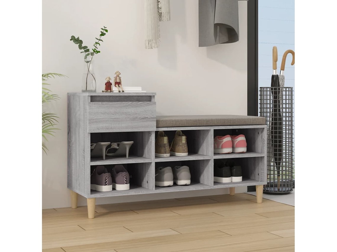 Vidaxl Sapateira 102x36x60 Cm Derivados De Madeira Sonoma Cinza