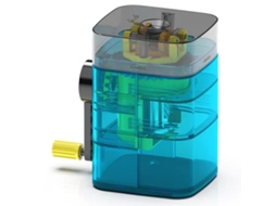 Sacapuntas Manual Com Alimentação Automática De Canetas, Manivela, Estrutura Transparente, Plástico, Metal, Portátil, Azul Transparente