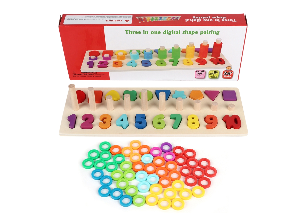 Mali brinquedo Educativo Infantil 3em1 Puzzle de Correspondência Inteligente com Blocos de Madeira