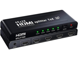 1x4 Hdmi Splitter Musou 3d, 1 Entrada 4 Saídas, Suporta 4k, Multimídia Dispositivos Preto Yizhood