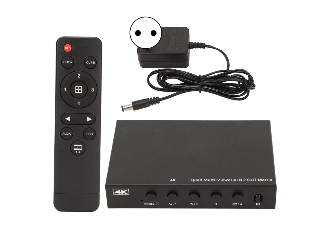Splitter HDMI 4x2 com Divisão Sem Interrupções EOOCOO