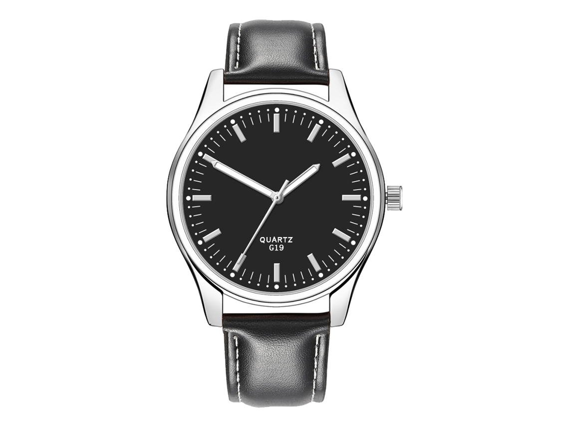 Relógio de Pulso Masculino de Couro Pu Estilo Casual com Movimento de Quartzo