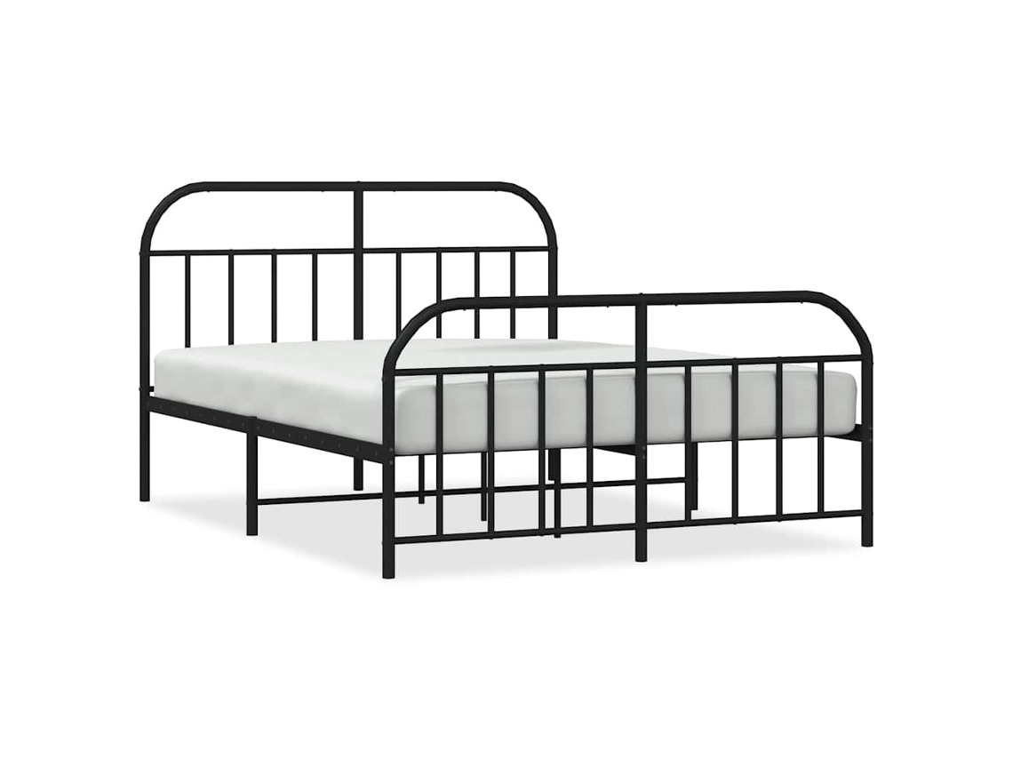 Bed Frame, Bed Frames Vidaxl Preto Aço (135 X 190 Cm)