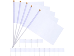 Omni 20 Banderas Blancas de Referencia para Eventos Deportivos, Fiestas Y Decoración de Coches 14x21cm Blanco