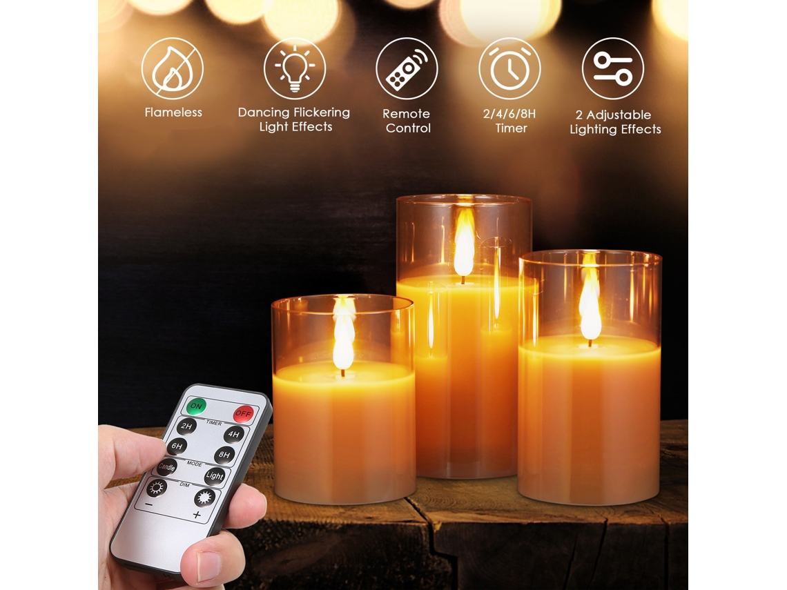 Velas de LED Sem Chama com Controle Remoto 3 Modos | S/MARCA
