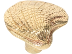 Puxador Decorativo Em Latão Formato De Concha, Dourado, Para Armários