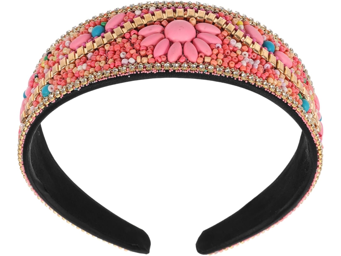 Tiara longa estilo Boêmio adornada com joias, acessório de cabelo para casamento.